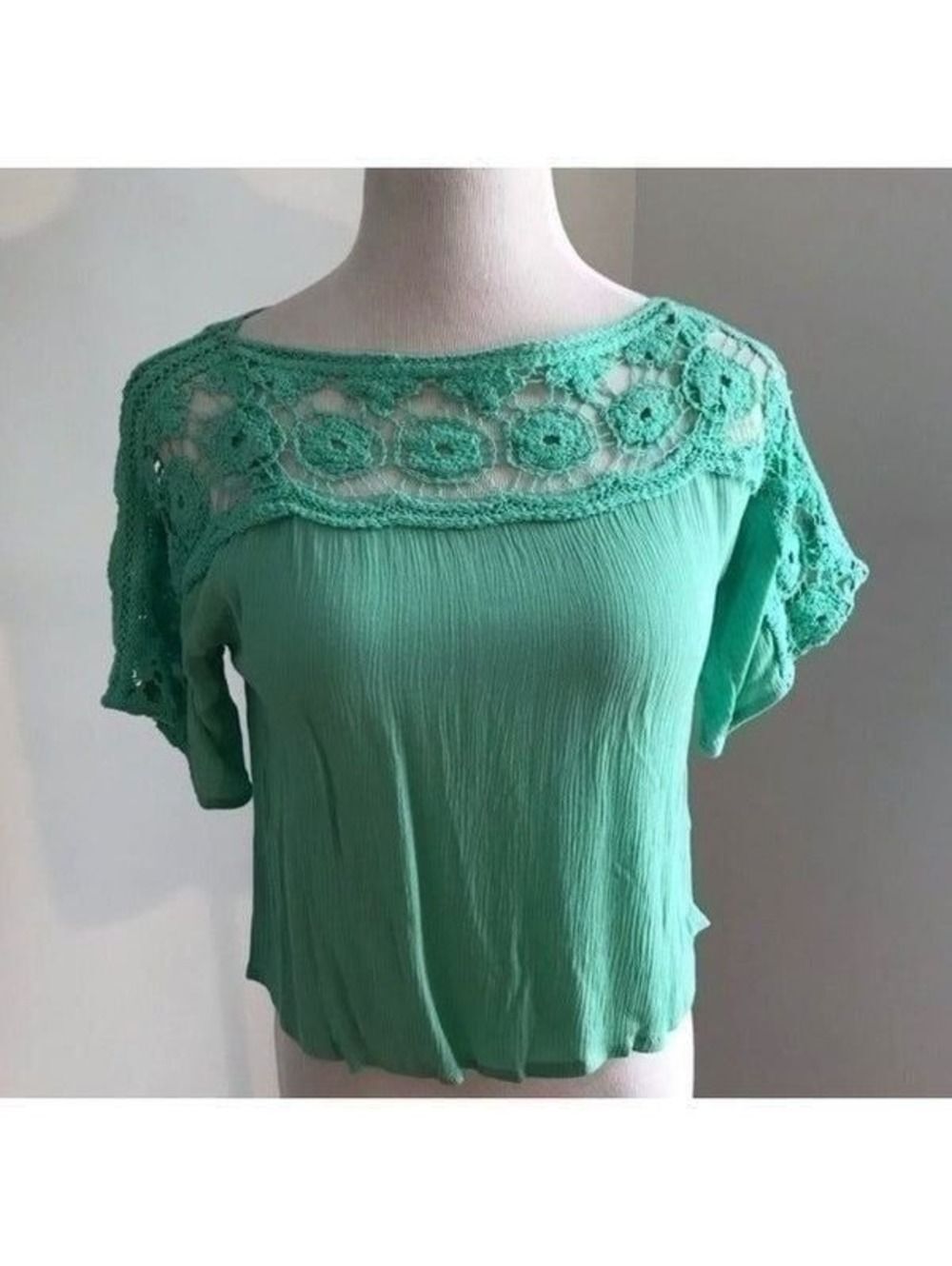NEW! Staring at Stars Green Crochet Top